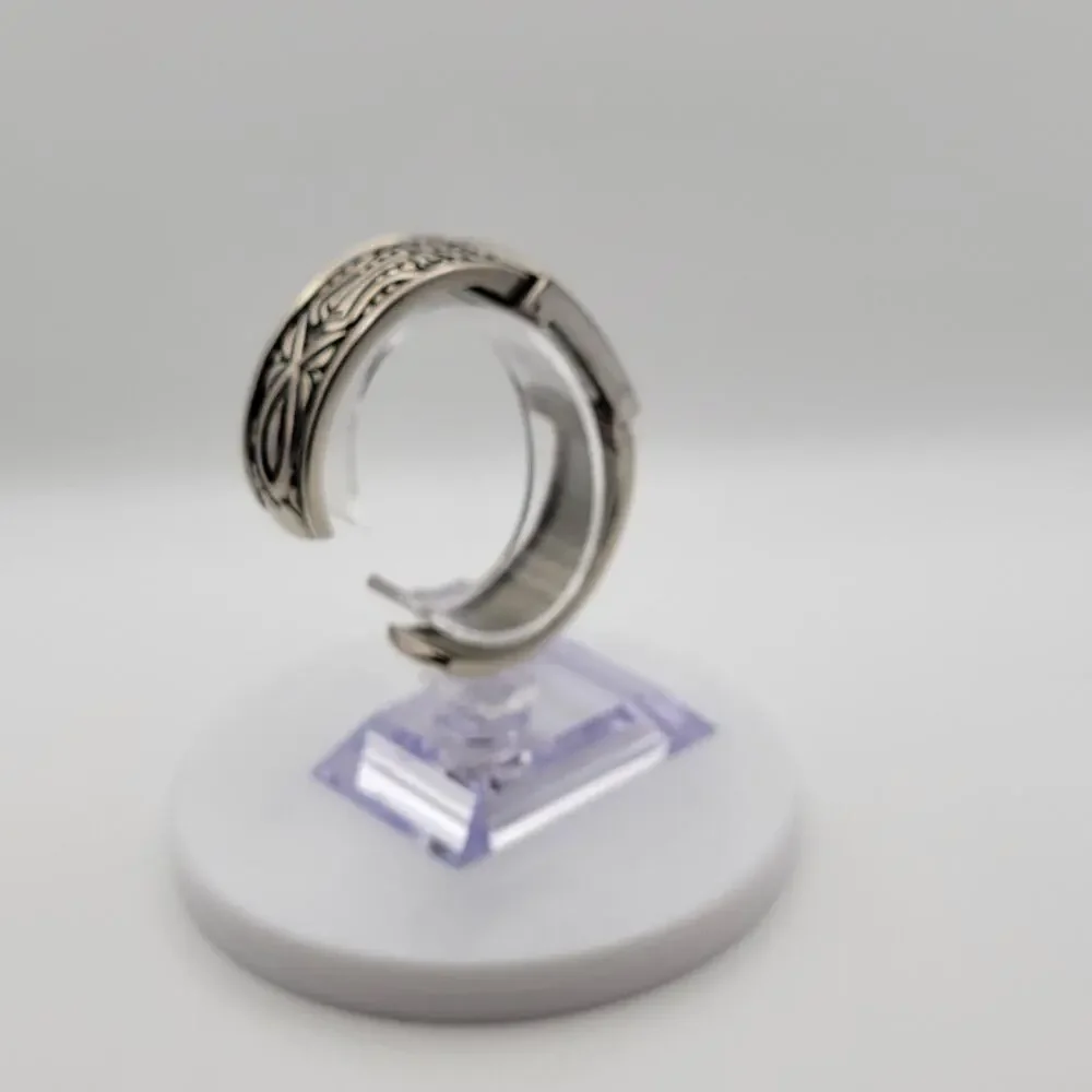 Geneva Platinum Cuff Watch Mother of Pearl Dial Silver Western Engraved New BAT